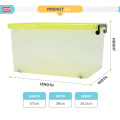 Durable multipurpose large capacity clear plastic storage box with wheels